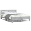 Vidaxl Cama Con Cabecero Madera De Ingeniería Gris Hormigón 135x190 Cm