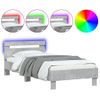 Estructura De Cama Cabecero Luces Led Gris Hormigón 75x190 Cm