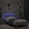 Estructura De Cama Cabecero Luces Led Gris Hormigón 75x190 Cm