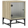 Vidaxl Mesitas Noche Con Puertas Vidrio 2 Uds Roble Sonoma 35x37x50 Cm Marrón