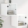 Mesitas De Noche Con Puertas De Vidrio 2 Uds Blanco 35x37x35 Cm