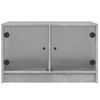 Mesa De Centro Con Puertas De Vidrio Grs Hormigón 68x50x42 Cm Gris