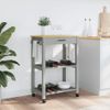 Carrito De Cocina Monza Madera Maciza De Pino 60x40x90 Cm Gris