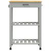 Carrito De Cocina Monza Madera Maciza De Pino 60x40x90 Cm Gris