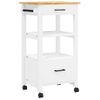 Carrito De Cocina Monza Madera Maciza De Pino 48x40x90 Cm Blanco