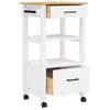 Carrito De Cocina Monza Madera Maciza De Pino 48x40x90 Cm Blanco