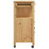 Carrito De Cocina Monza Madera Maciza De Pino 84x40x90 Cm Marrón