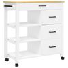 Carrito De Cocina Monza Madera Maciza De Pino 84x40x90 Cm Blanco