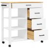 Carrito De Cocina Monza Madera Maciza De Pino 84x40x90 Cm Blanco