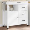 Vidaxl Carrito De Cocina Monza Madera Maciza De Pino 84x40x90 Cm Blanco