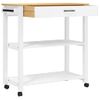 Vidaxl Carrito De Cocina Monza Madera Maciza De Pino 84x40x90 Cm Blanco