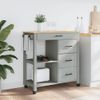 Carrito De Cocina Monza Madera Maciza De Pino 84x40x90 Cm Gris