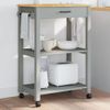 Carrito De Cocina Monza Madera Maciza De Pino 60x40x90 Cm Gris