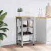 Vidaxl Carrito De Cocina Monza Madera Maciza De Pino 48x40x90 Cm Gris