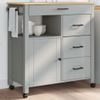 Vidaxl Carrito De Cocina Monza Madera Maciza De Pino 84x40x90 Cm Gris