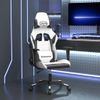 Silla Gaming De Masaje Cuero Sintético Blanco Y Negro