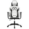 Silla Gaming De Masaje Cuero Sintético Blanco Y Negro