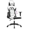 Silla Gaming De Masaje Cuero Sintético Blanco Y Negro