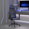 Silla Gaming De Masaje Cuero Sintético Negro Y Azul