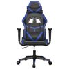 Silla Gaming De Masaje Cuero Sintético Negro Y Azul