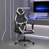 Silla Gaming De Masaje Cuero Sintético Negro Y Blanco