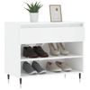 Vidaxl Mueble Zapatero Madera Contrachapada Blanco Brillo 70x36x60 Cm