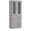 Vidaxl Aparador Alto Madera Contrachapada Gris Sonoma 69,5x34x180 Cm