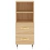 Vidaxl Aparador De Madera Contrachapada Roble Sonoma 34,5x34x180 Cm Marrón