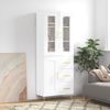 Vidaxl Aparador Alto Madera Contrachapada Blanco Brillo 69,5x34x180 Cm