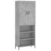 Vidaxl Aparador Alto Madera Contrachapada Gris Hormigón 69,5x34x180 Cm