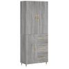 Vidaxl Aparador Alto Madera Contrachapada Gris Sonoma 69,5x34x180 Cm