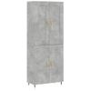 Vidaxl Aparador Alto Madera Contrachapada Gris Hormigón 69,5x34x180 Cm