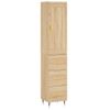 Vidaxl Aparador De Madera Contrachapada Roble Sonoma 34,5x34x180 Cm Marrón