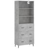 Vidaxl Aparador Alto Madera Contrachapada Gris Hormigón 69,5x34x180 Cm