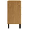 Vidaxl Aparador Con Puerta De Vidrio Flam Madera De Pino 110x40x80 Cm Marrón