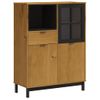 Vidaxl Aparador Alto Con Puerta Vidrio Flam Madera Pino 92x40x122,5 Cm Marrón