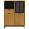 Vidaxl Aparador Alto Con Puerta Vidrio Flam Madera Pino 92x40x122,5 Cm Marrón