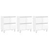 Vidaxl Aparadores 3 Uds Madera Contrachapada Blanco Brillo