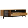 Vidaxl Mueble De Tv Con Puerta De Vidrio Flam Madera Pino 158x40x50 Cm Marrón