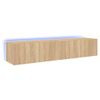 Vidaxl Muebles De Tv De Pared Luces Led 2 Uds Roble Sonoma 80x35x31 Cm Marrón