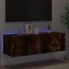 Vidaxl Mueble De Tv De Pared Con Luces Led Roble Ahumado 100x35x31 Cm Marrón