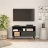 Vidaxl Mueble De Tv Madera Maciza De Mango Negro 80x33x46 Cm