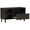 Vidaxl Mueble De Tv Madera Maciza De Mango Negro 80x33x46 Cm