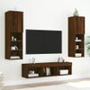 Vidaxl Muebles Tv Pared Con Led 5 Pzas Madera Ingeniería Marrón Roble