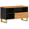 Vidaxl Mueble De Tv Madera Maciza De Mango Marrón Negro 80x33,5x46 Cm