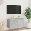 Vidaxl Mueble De Tv De Pared Con Luces Led Gris Hormigón 80x35x41 Cm