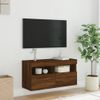 Vidaxl Mueble De Tv De Pared Con Luces Led Roble Marrón 80x30x40 Cm