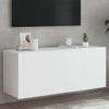 Vidaxl Mueble De Tv De Pared Con Luces Led Blanco 100x35x41 Cm
