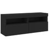 Vidaxl Mueble De Tv De Pared Con Luces Led Negro 100x30x40 Cm