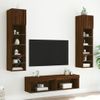 Vidaxl Muebles Tv Pared Con Led 6 Pzas Madera Ingeniería Marrón Roble